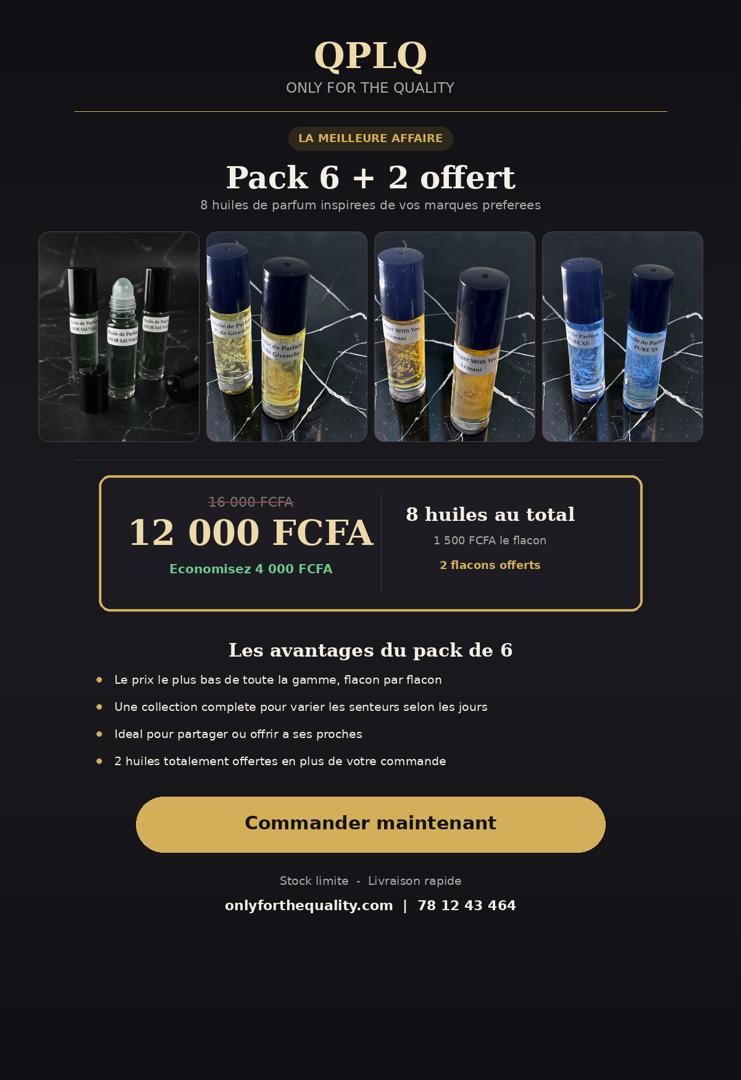 Packs 6 huiles de parfum + 2 offerts