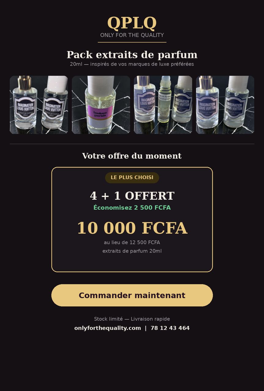 Pack extrait de parfum 4+1 offert